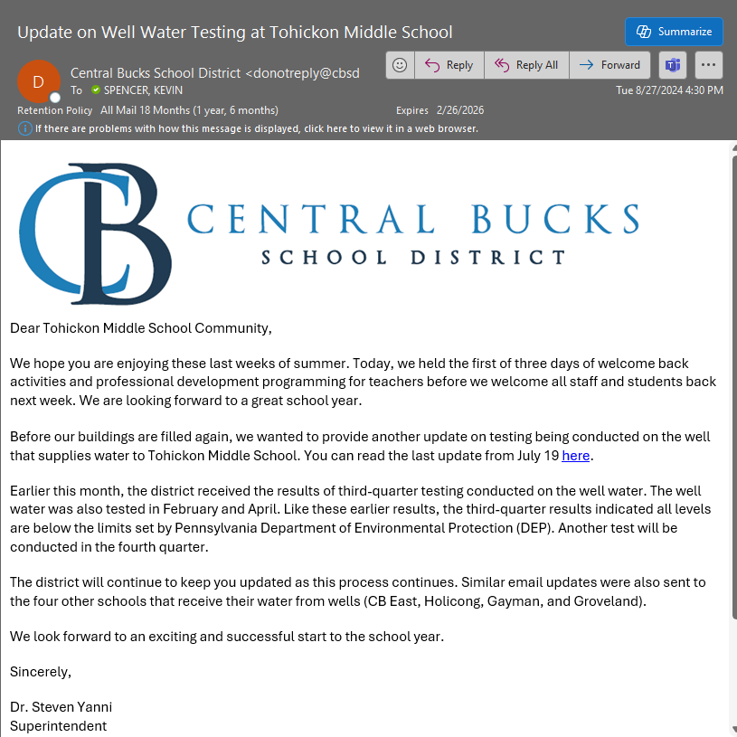 Tohickon August Email